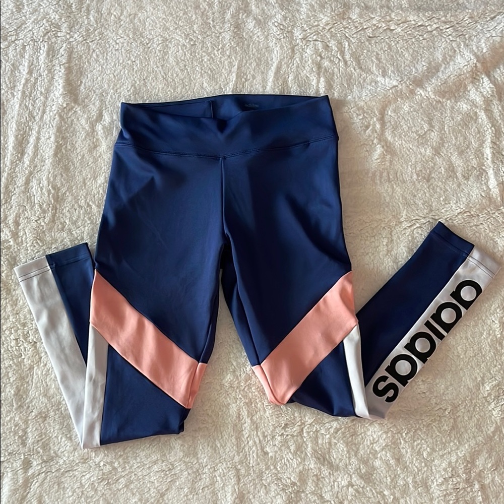 Adidas Blue and Pink Leggings for Active Comfort